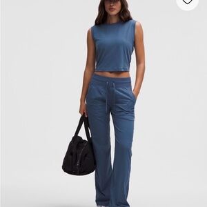 Lululemon mid-rise dance pant. Blue Twill. Size 6.